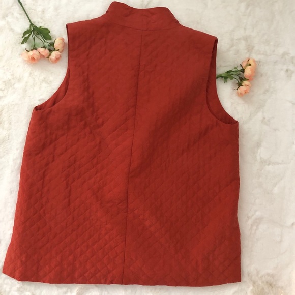 ✨Eileen Fisher Rust Orange 100% Silk Quilted Vest Small - Picture 6 of 16
